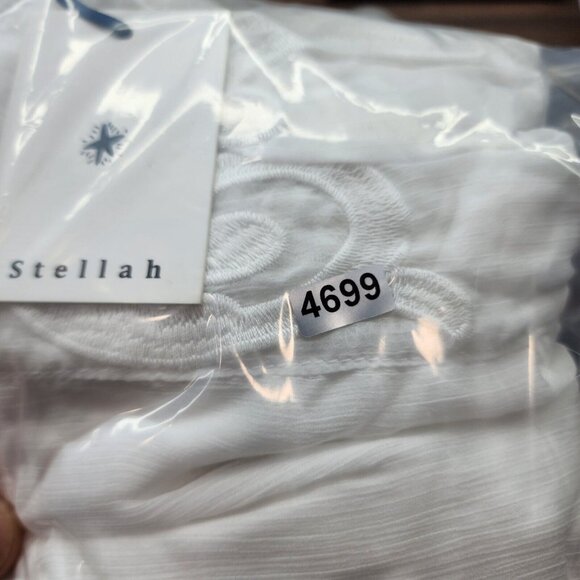 Womens White Stellah Blouse Top Lace Flutter Ruffle Sleeve Relaxed Embroidered M - Picture 12 of 12